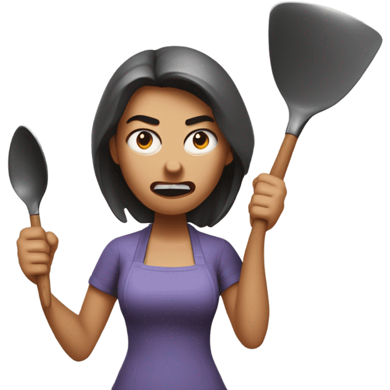 angry woman throwing kitchen utensils in anger emoji