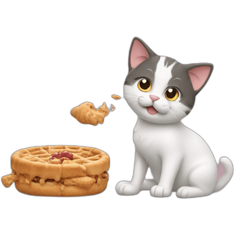 a cat having snak with a dog emoji