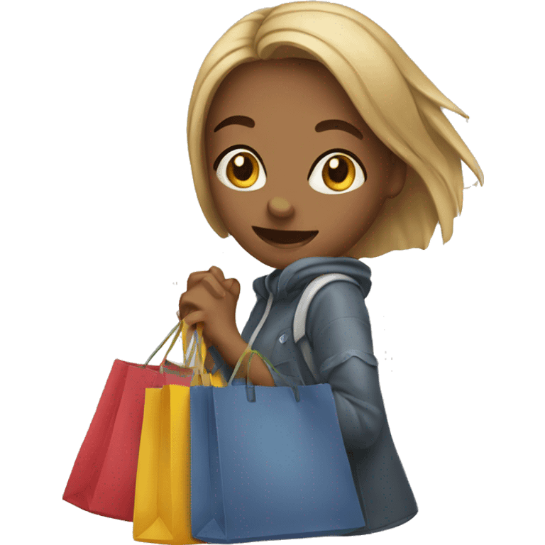 Girl whit bag shopping emoji