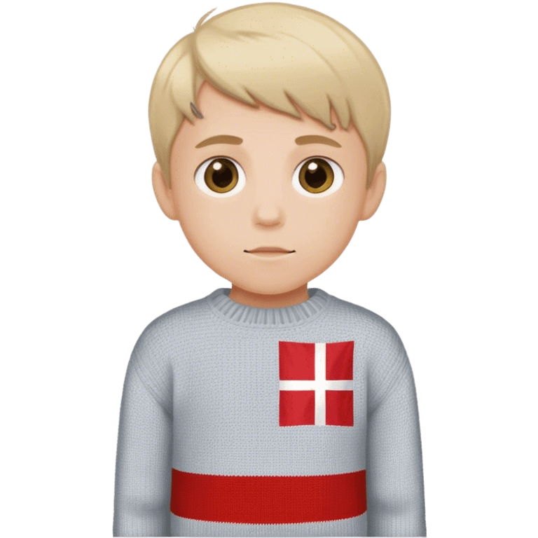 photorealistic boy in the sweater with danish flag emoji