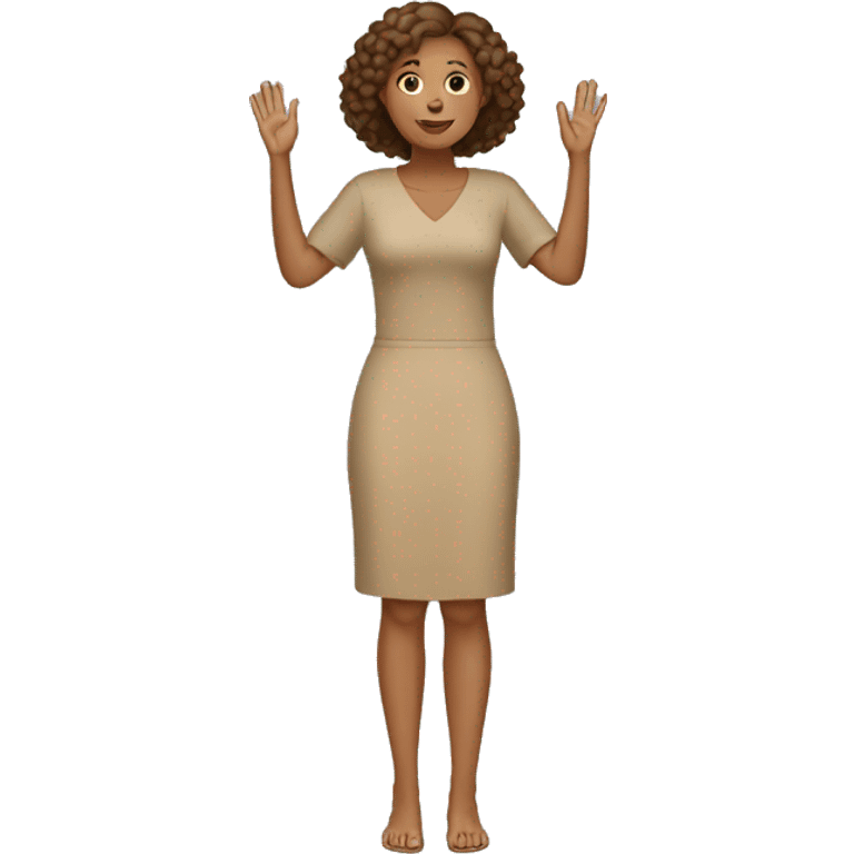 Tan Woman (full-body) (hands raised) emoji