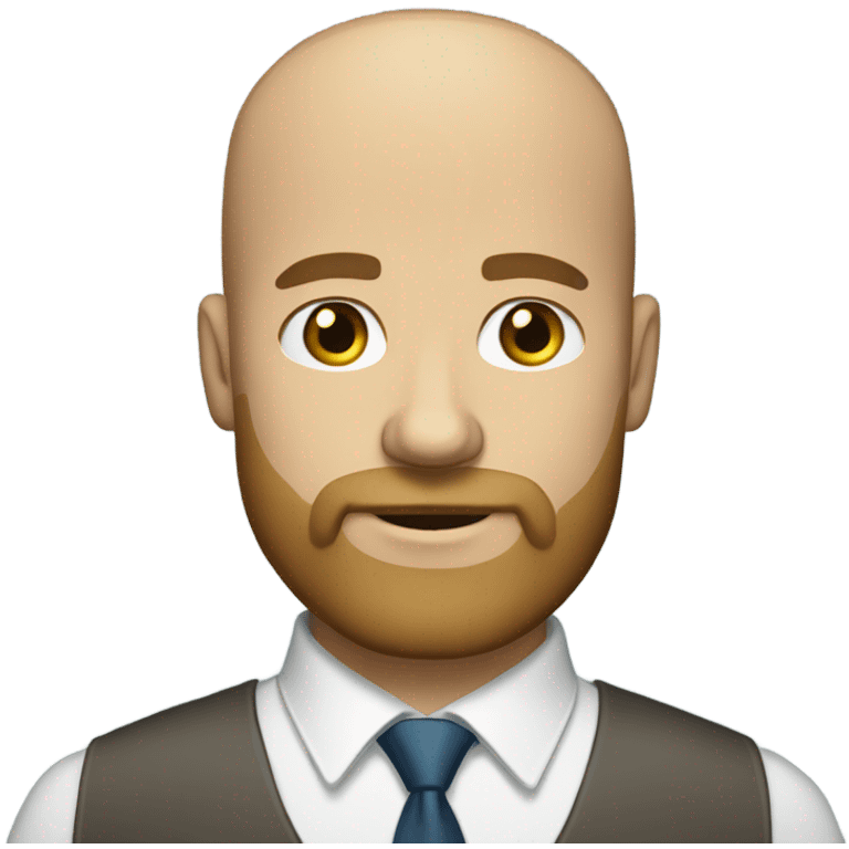 Bald man light brown hair, thick beard, Shirt and tie emoji