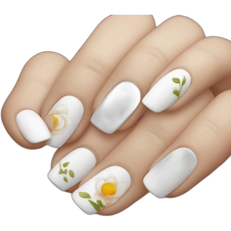 Uñas pintadas de blanco emoji