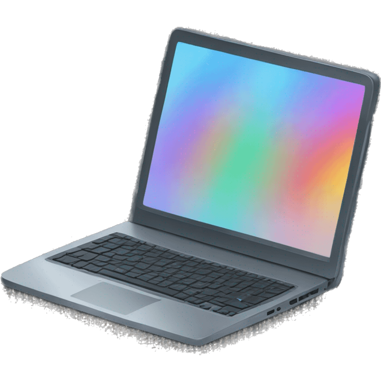 laptop with colorful horizontal strokes of code on the screen emoji