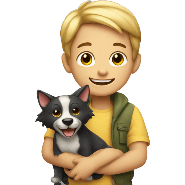 smiling boy with animal friend emoji