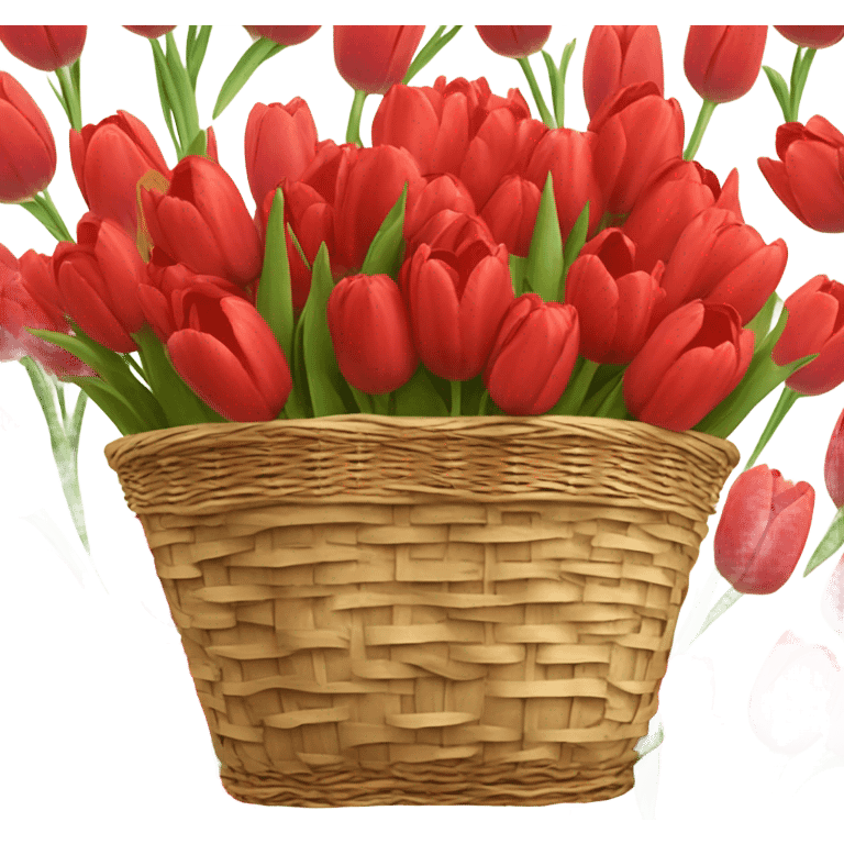 Red tulips bouquet in basket the same as the white ones you gave me without the bow. Tulips only in basket emoji