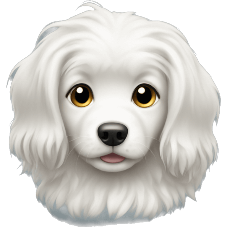 Long haired white puppy emoji