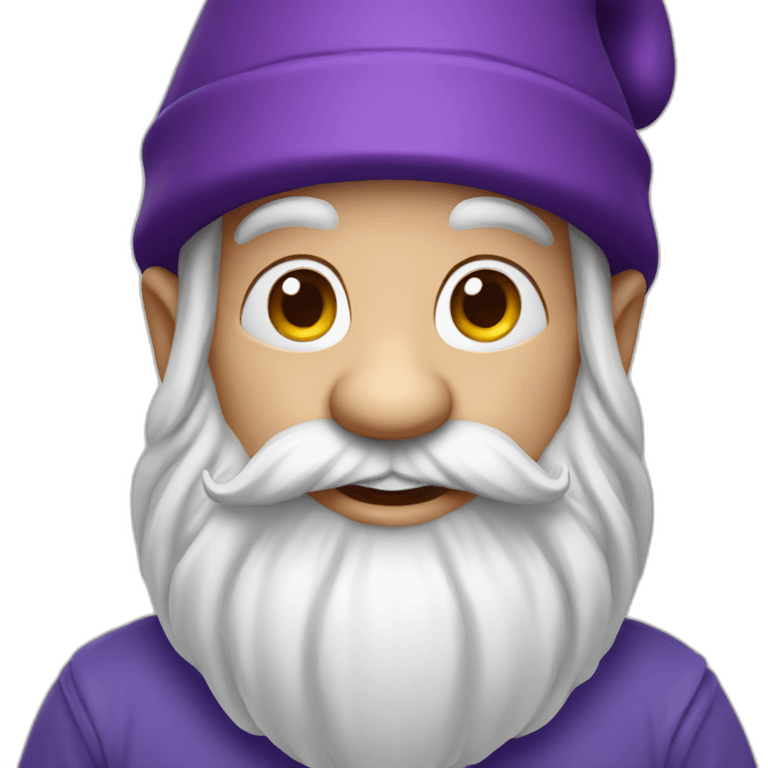 Gnome with purple hat smiling emoji