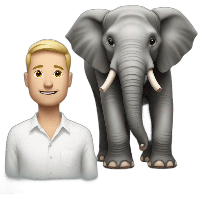 elephant with a white man next to him emoji