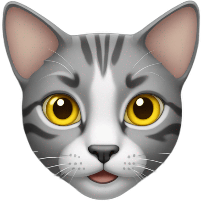 Cat with yellow ear and grey ear emoji