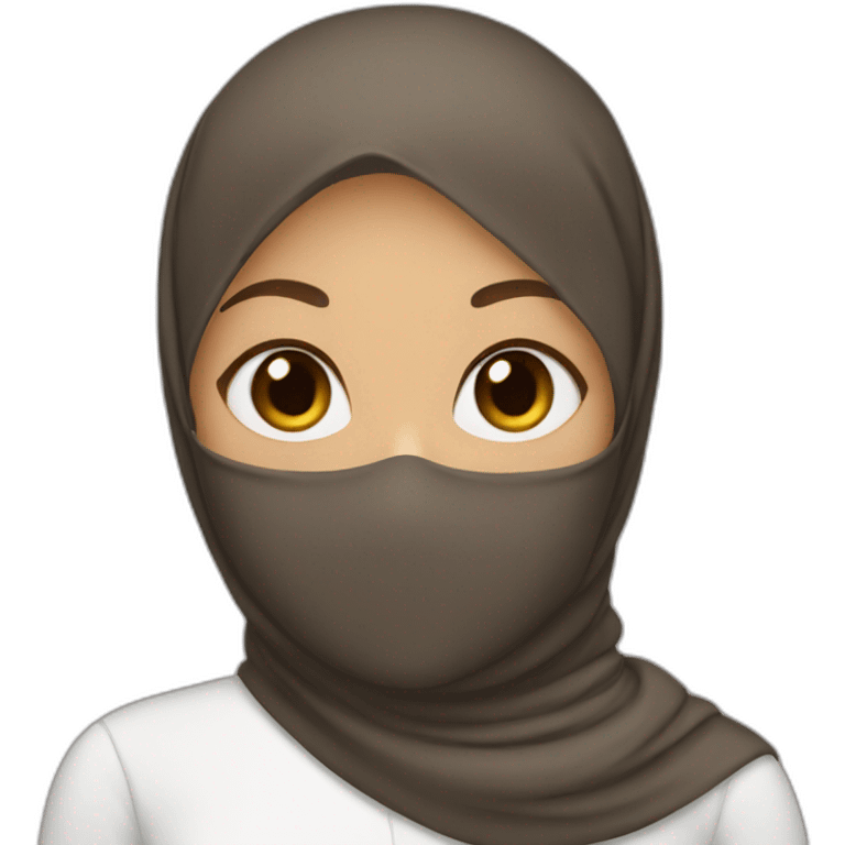 Girl skin brown and wearing hijab and mask emoji