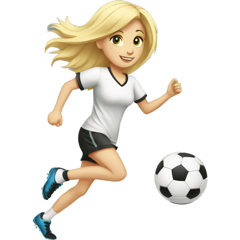 blond girl doing keepy uppies with a soccerball emoji