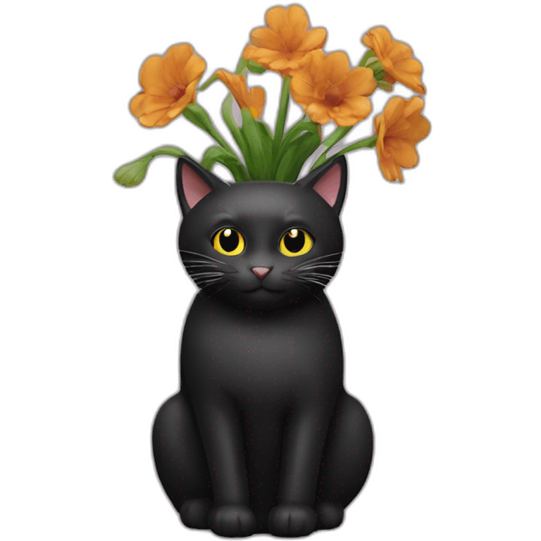 a black cat in a vase emoji