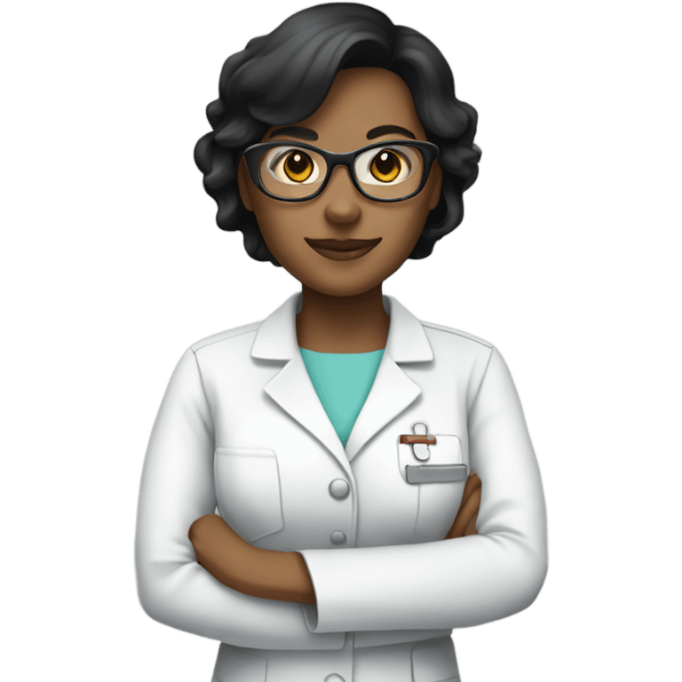 black haired light tan nurse with clear glasses emoji