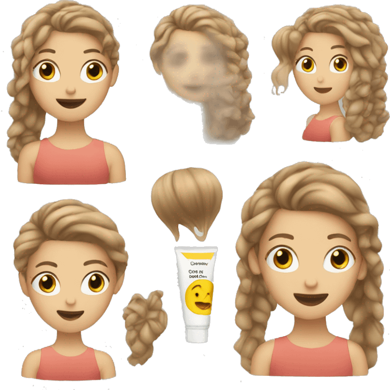 white girl and hair is brown and applying cream on face emoji