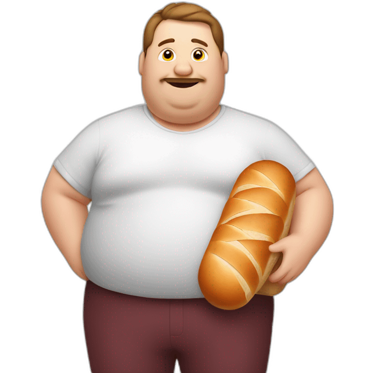 guy overweight with bread and salami emoji