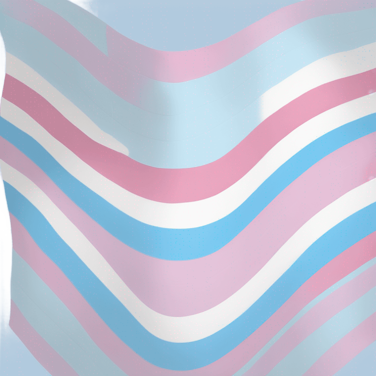 transgender pride flag with five horizontal stripes: light blue, pink, white, pink, and light blue emoji