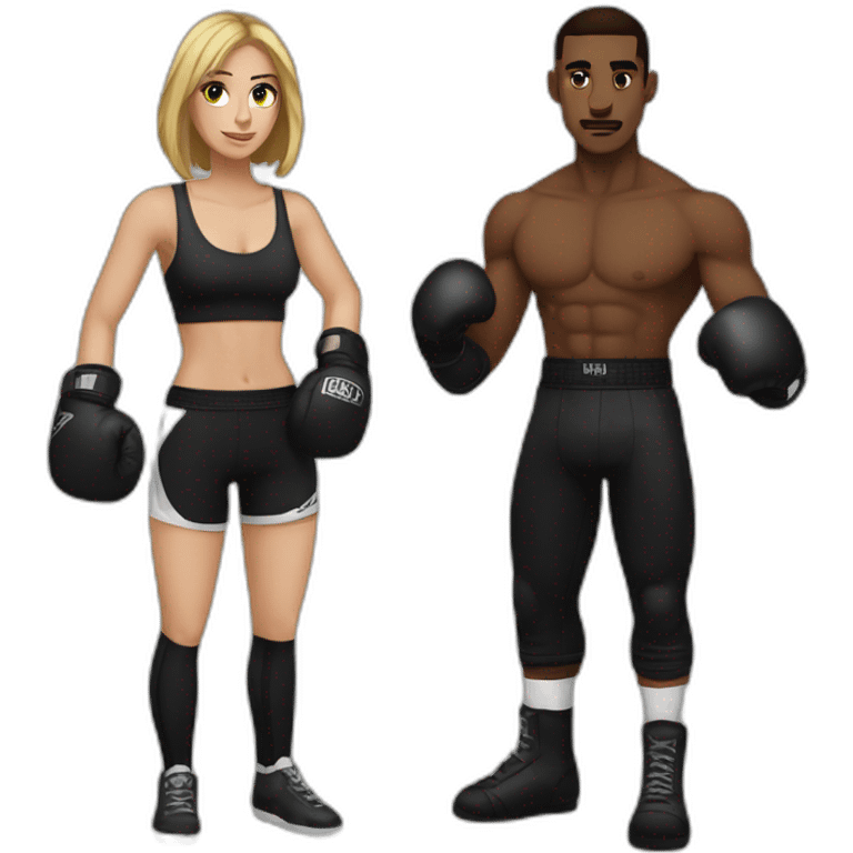 Boxer with his girlfriend but he's skinny and wearing black gloves emoji