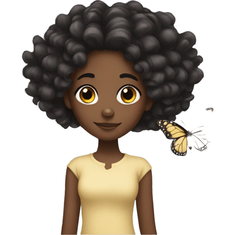 Black girl with butterfly locks emoji