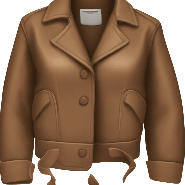 Brown oversize womens open button up leather jacket  emoji