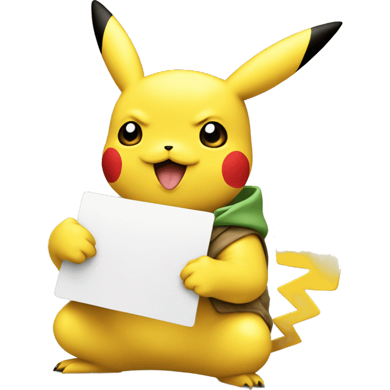 Pikachu holding a card  emoji