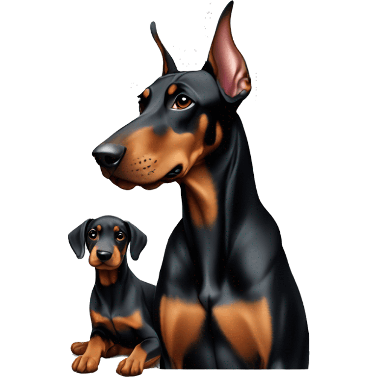 Doberman with puppy’s  emoji