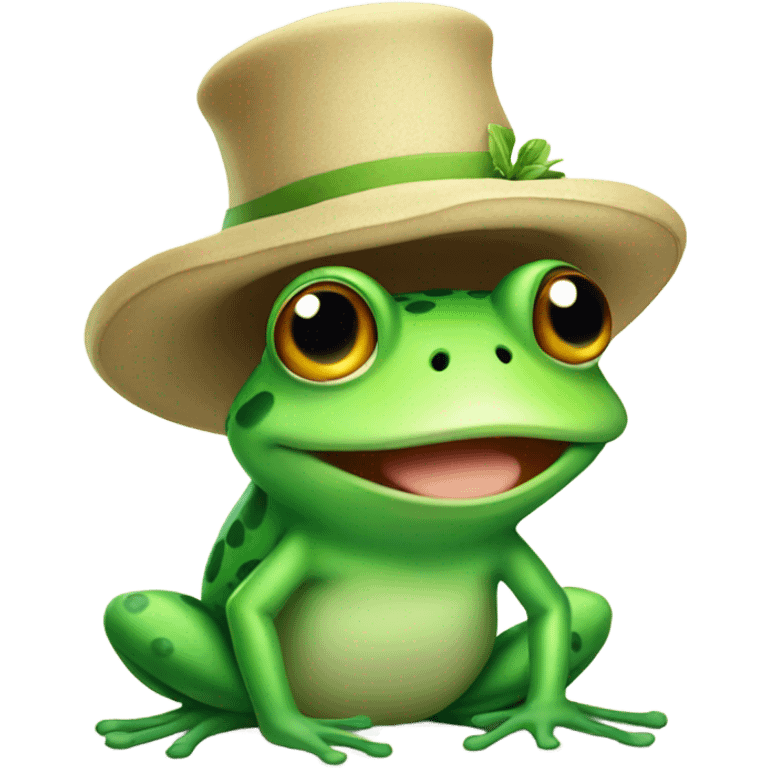 Cute frog wearing a frog hat emoji