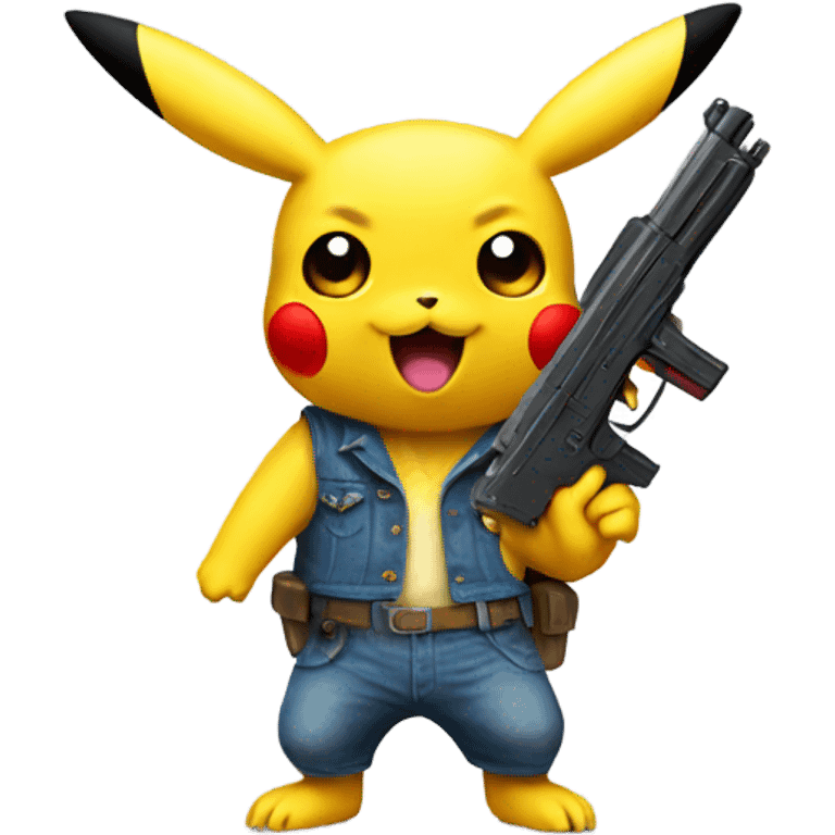 Pikachu with a toy gun emoji