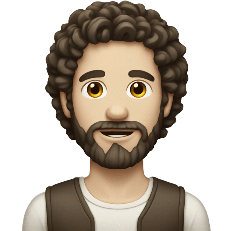 pale man with curly short dark brown hair and beard emoji