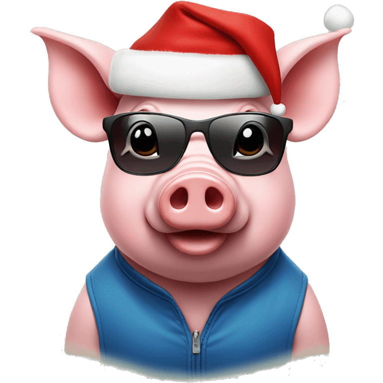 Pig with Santa cap and sunglasses  emoji