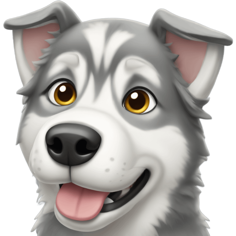 Gray and white huskey doodle dog  emoji