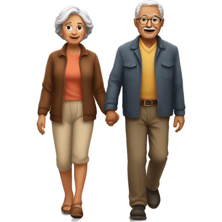 Old couple walking in sunset emoji