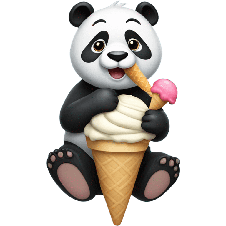 Panda eating ice cream emoji