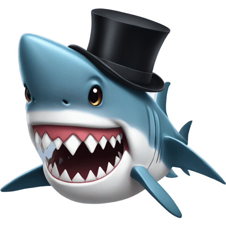 Shark with a top hat emoji