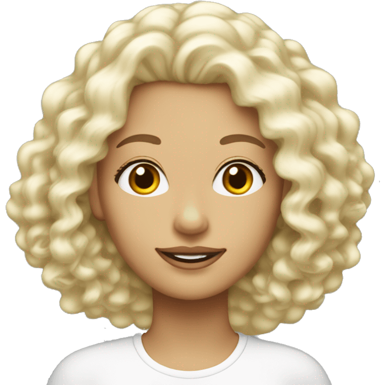 femme blanche cheveux blond foncé très bouclés emoji