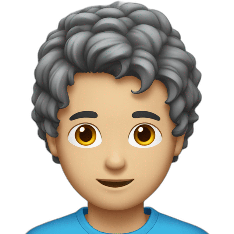 Un jeune homme avec les cheveux couper dégradé bas et teinture bleu étoile. emoji