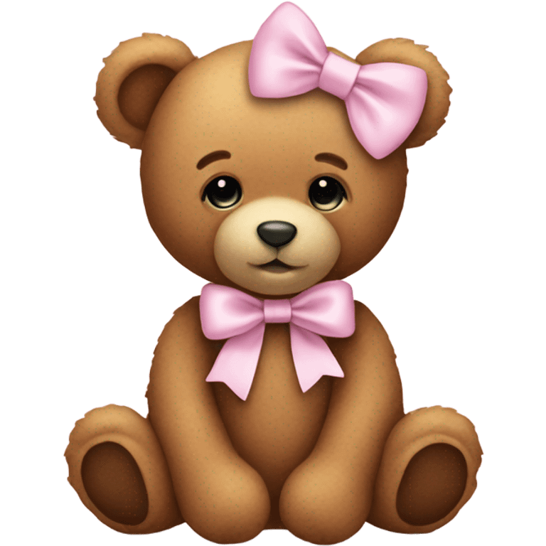 teddy bear with pastel pink bow emoji