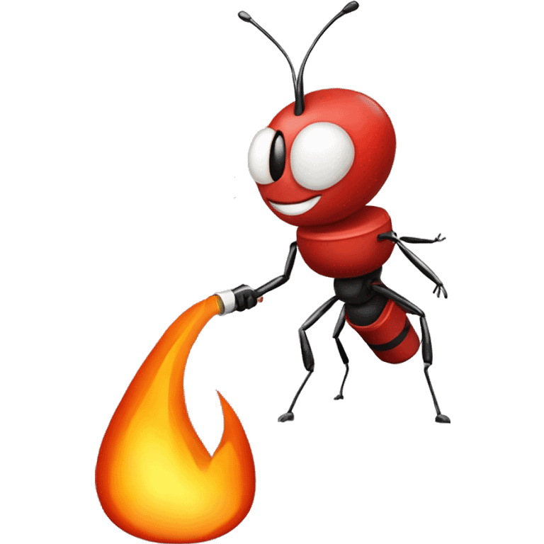 Ant on fire guy with fire extinguisher emoji