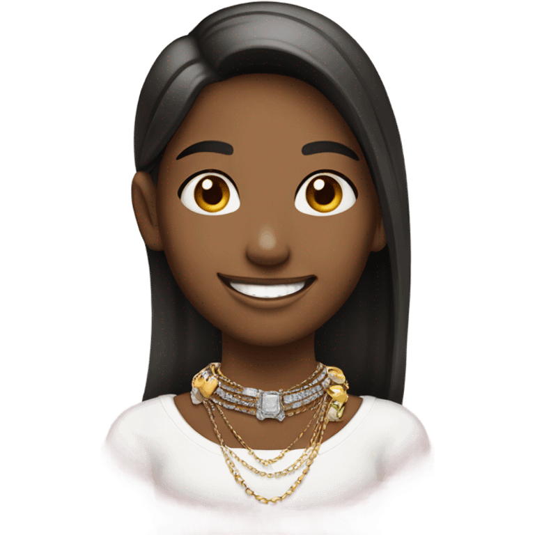 smiling girl with jewelry emoji