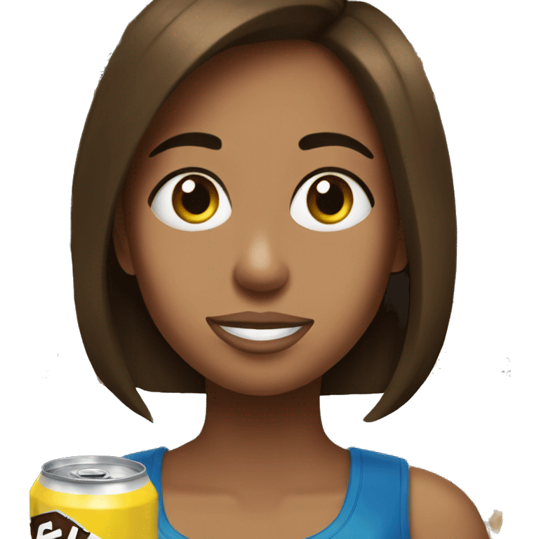 brown haired girl portrait but she is drinking a 4loko emoji