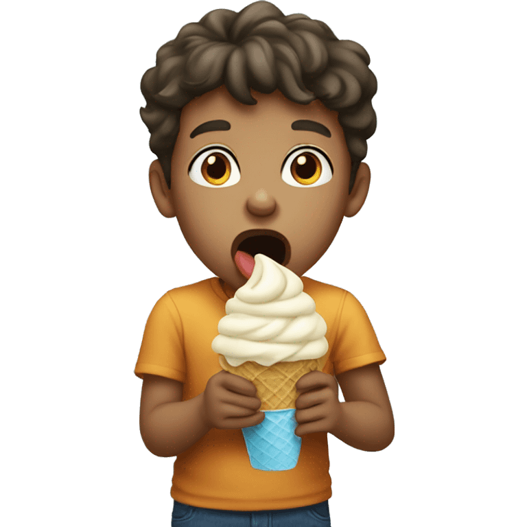 Boy licking ice cream emoji