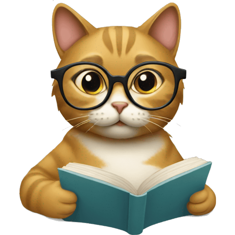 Cat with glasses studying  emoji