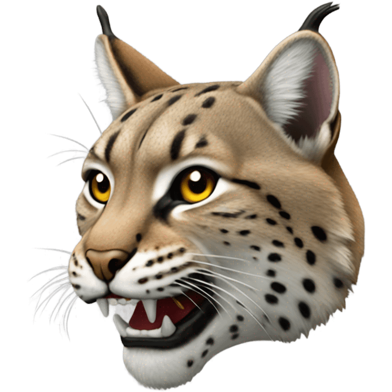 Bobcat head side view with fangs facing right emoji