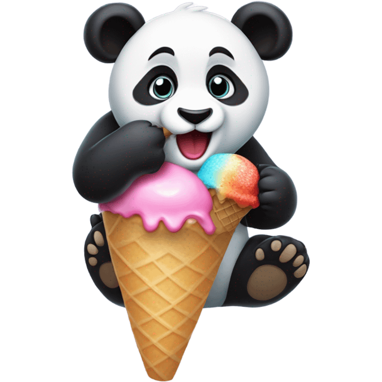 Panda eating ice cream emoji