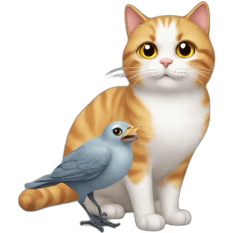 cat speaking with bird emoji