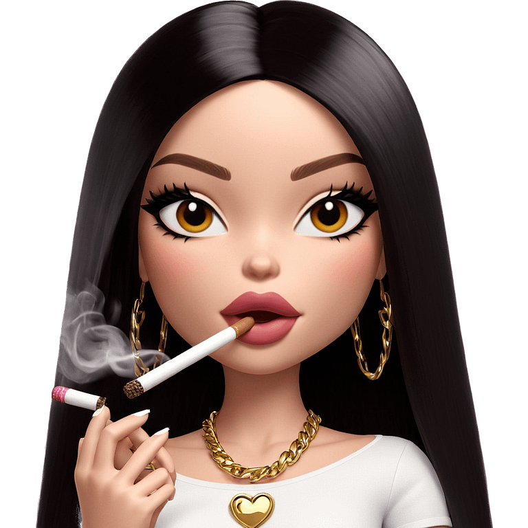 smoking beauty with heart backdrop emoji