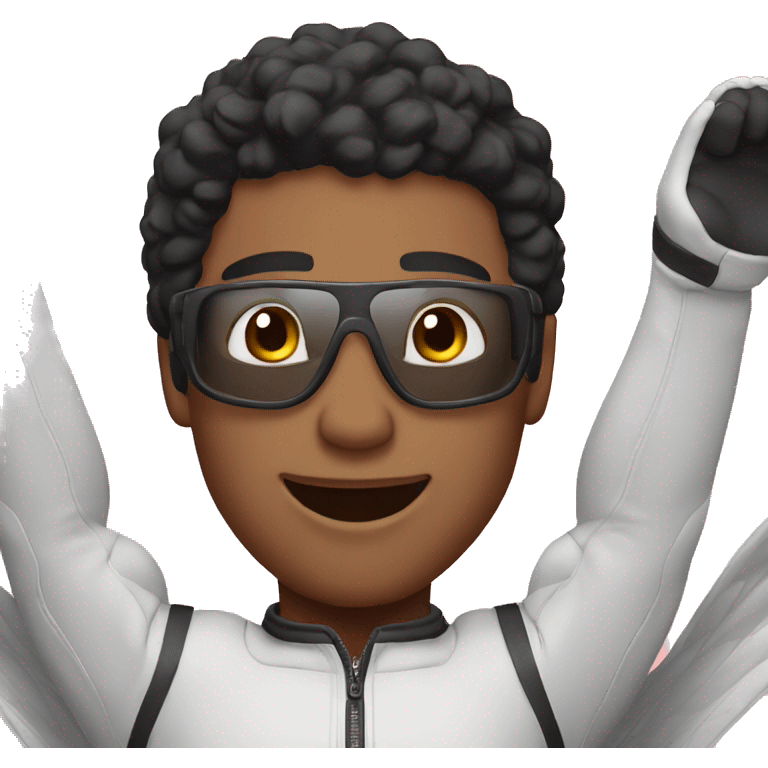 black hair guy with fair skin tone doing skydive emoji