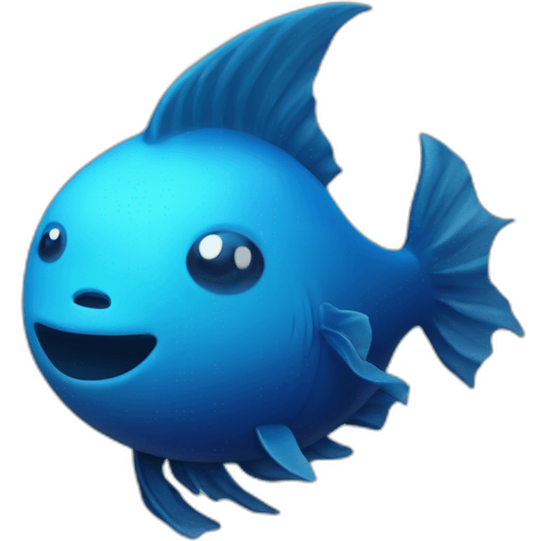 dark blue magic fat thing with a cyen face and a cyan fish fin emoji