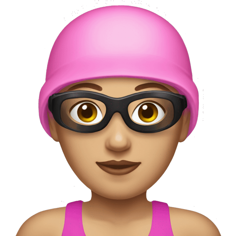 Lady pink swimming cap black googles emoji