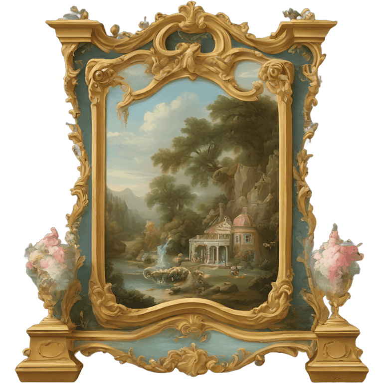 highly detailed vintage rococo scenic painting emoji